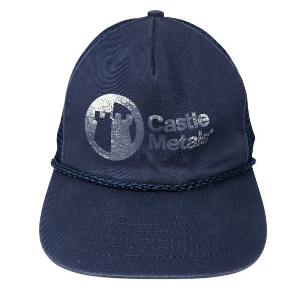 Castle Metals Snapback Trucker Hat Blue One Size Adjustable Rope Mesh Back KC - Picture 1 of 9
